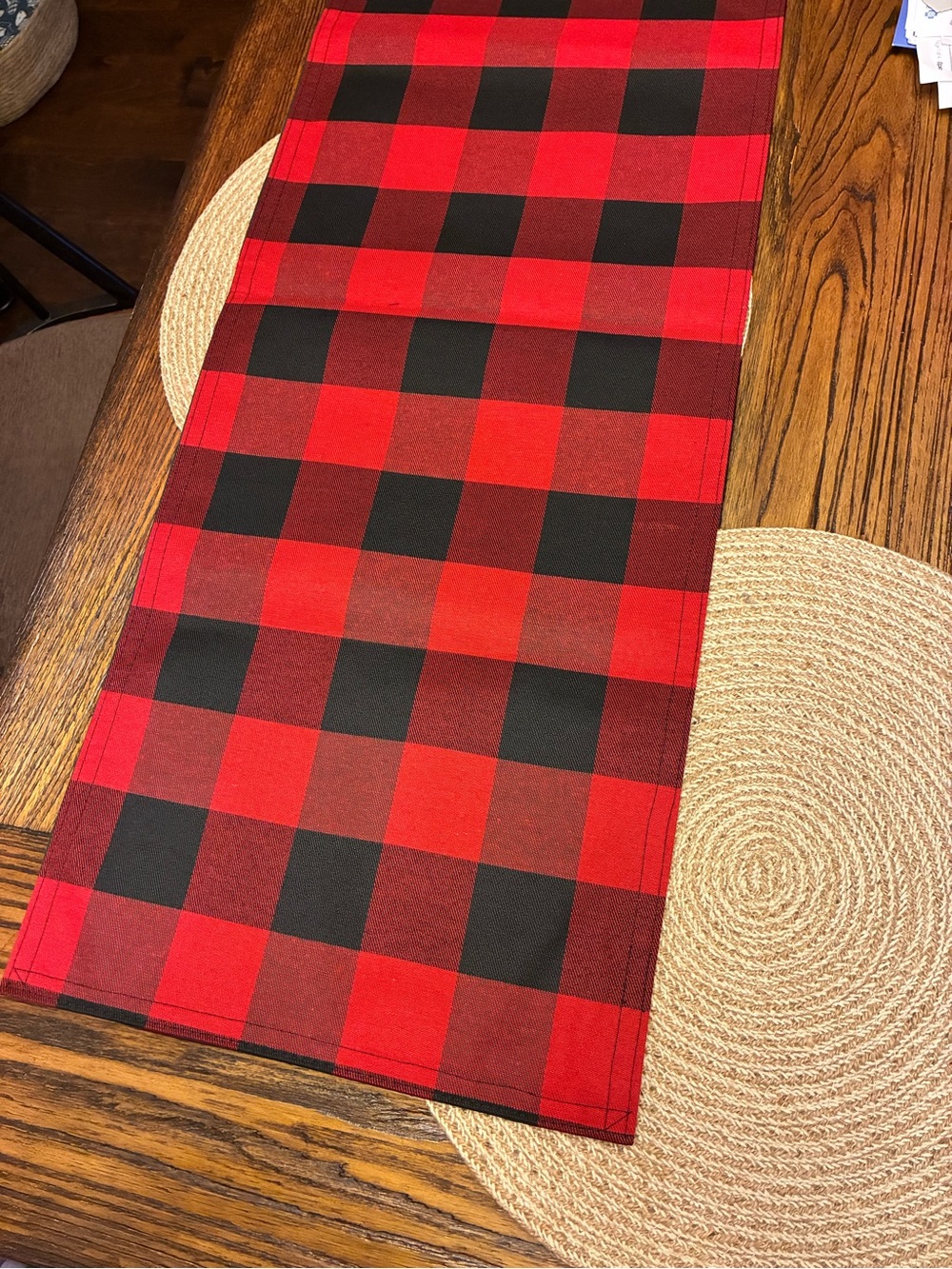 Hobby Lobby Red and Black Buffalo Plaid Table Runner NWOT!